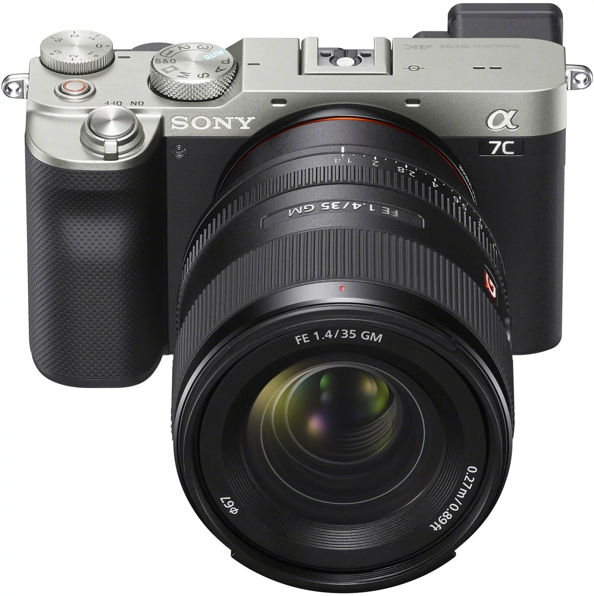 a7C Mirrorless Full Frame Camera Body + FE 35mm F1.4 GM G Master Lens SEL35F14GM Silver ILCE7C/S Bundle with Deco Gear Photography Backpack Case + Microphone + LED + Monopod and Accessories