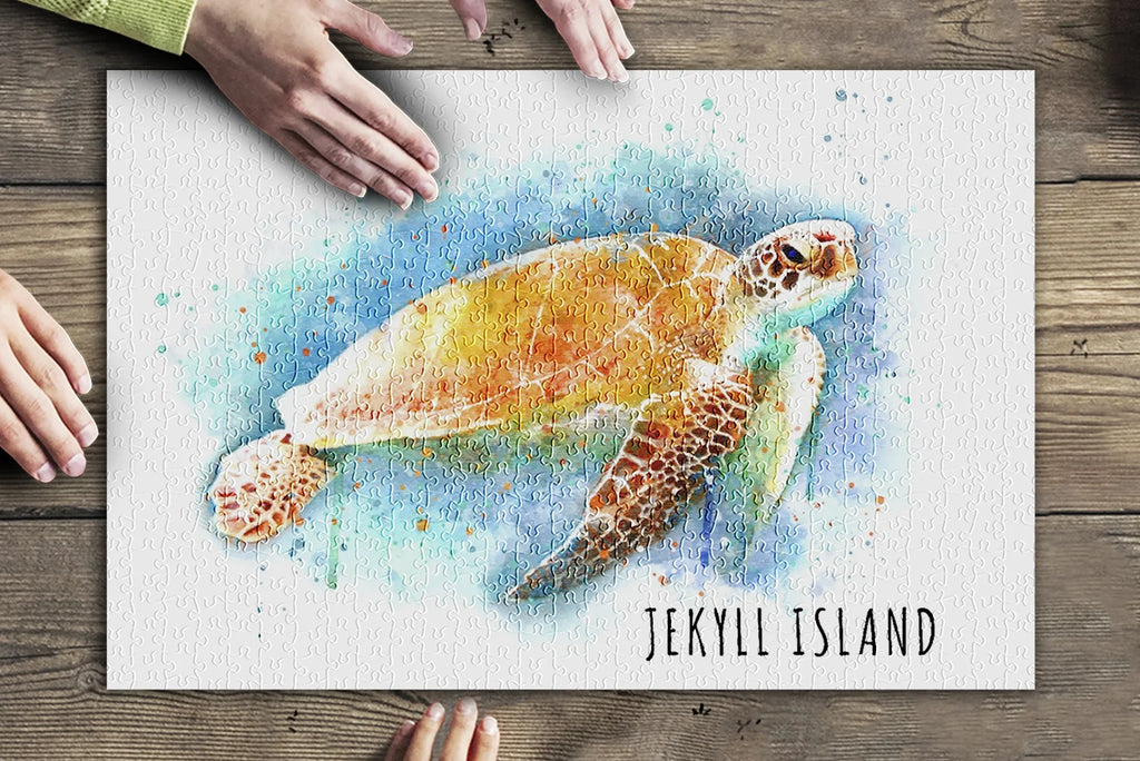 Jekyll Island, Georgia, Sea Turtle, Liquid (19x27 inches, Premium 500 Piece Jigsaw Puzzle for Adults and Family, Made in USA)