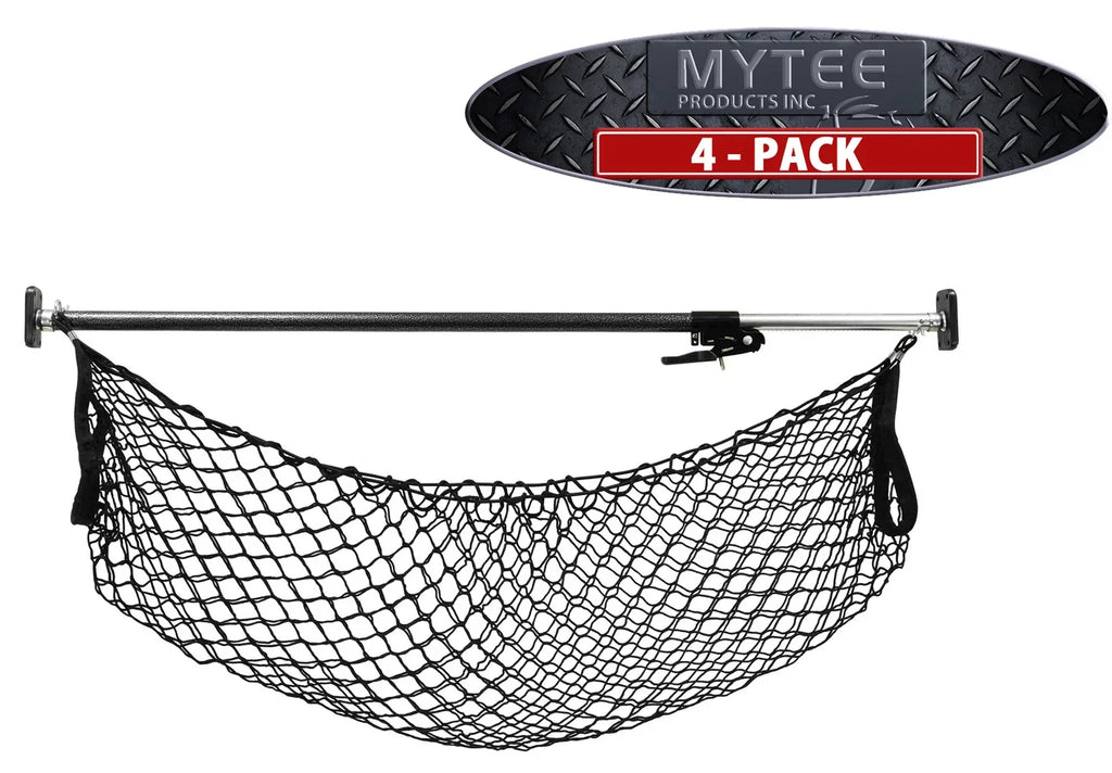 Cargo Bar Adjustable 40" - 70" w/ Storage Net for Use in Pickup Truck Bed, SUV, and Small Trailers (4 Pack)